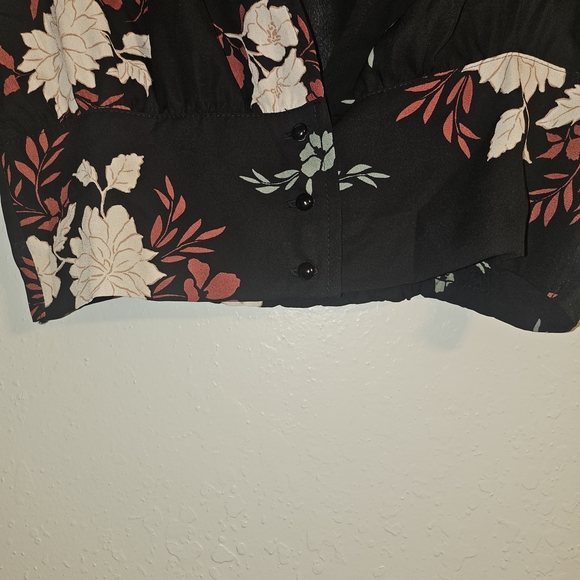 Floral Black Rust Cream Color Crop Top by Fashion Nova - Picture 3 of 8